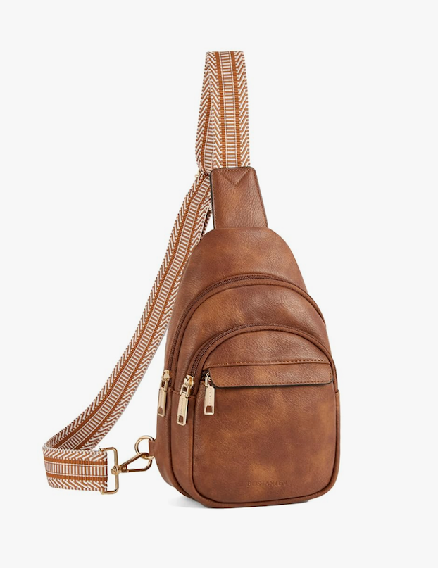 BOSTANTEN Small Sling Bag for Women Leather Crossbody Bags Fanny Pack Chest Bag for Travel Brown