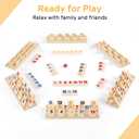 Rummy Cube 6 Player Edition with 6 Wooden Racks/Trays, 160 Large Numbers Rummy Tiles Set with Zippered Case, Rummy Travel Game Set with 6 Tiles Holders - Classic Board Games for Family Adults Kids