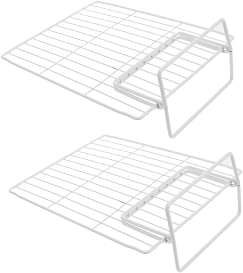 Cabilock 2pcs Refrigerator Compartment Rack Cooler Divider Partition Shelf Multifunctional Household Refrigerator Divider Separators for Refrigerator Freezer Organizing Separator Iron White