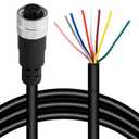 M12 8 Pins Female Connector Cables, Waterproof IP67 Solder Locking System, Brass Gold-Plated Contacts, A Code Straight Aviation Sensor Electrical Cable 60V 2A Industrial Grade Cable