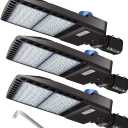ledmo 3 Pack LED Parking Lot Lights with Photocell Slip Fitter 26000lm Outdoor Dusk to Dawn Commercial Shoebox Pole Lighting Flood Security Lamp for Street Area Stadium 5000K 200W