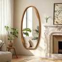 JJUUYOU Wooden Frame Wall Mirror Irregular Mirrors for wall 40"X20" Asymmetrical Decorative Vintage Hanging Mirror for Bathroom Bedroom Living Room Cloakroom Entryway Brown