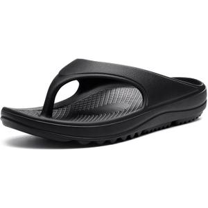 shevalues Orthopedic Sandals for Women Arch Support Recovery Flip Flops Pillow Soft Summer Beach Shoes (9.5-10 Women/8-8.5 Men, Black)