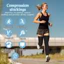 Prasacco Thigh High Compression Socks 20-30 Mmhg Compression Leg Sleeves with Silicone Anti-slip Strap Footless Compression Stockings for Women Sport Running Edema, Black, L