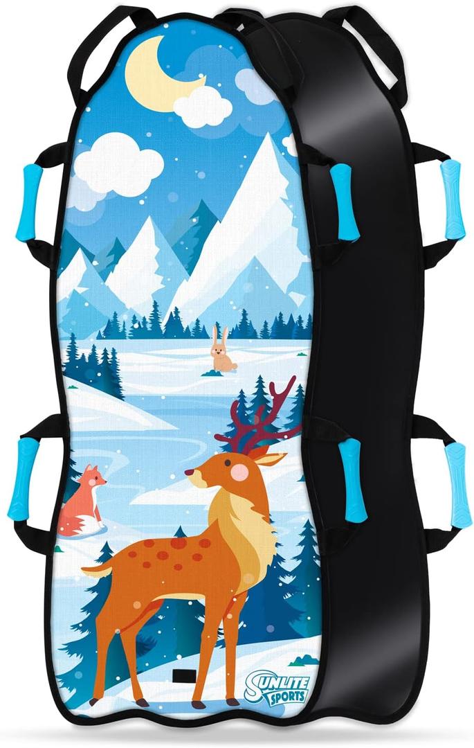 Sunlite Sports 45” Snow Sled – Foldable or Foam Style Toboggan for Kids & Adults, Reinforced Bottom, Durable Stitching & Ergonomic Handles – Lightweight & Portable Winter Sled