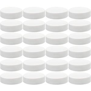 Cornucopia Brands Regular Mouth Plastic Mason Jar Lids, Unlined (24-Pack); Standard Size 70-450 White Plastic Caps for Mason Jars