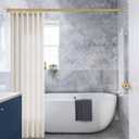 YNL Shower Curtain Rod 34-82 Inches (2.8-6.8ft) Adjustable Spring Shower Rod No Drilling, Non-Slip, Never Rust, Stainless Steel, Suitable for Bathroom Window Living room, Gold