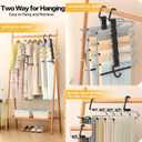 Pants Hangers Space Saving - 2 Pack Closet Organizer and Storage Jean Hangers, Stainless Steel Anti-Slip Clothes Hanger Scarf Holder for Pants Jeans Leggings Trousers Pant Rack, Black