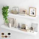 Fun Memories Floating Shelves for Wall, 48Inch Floating Shelves Set of 2, Hanging Shelf with Invisible Brackets, Wood Shelves for Living Room, Bedroom, Kitchen, White