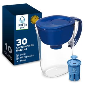 Brita Everyday Elite Water Filter Pitcher, Removes 99% of Lead, Includes 1 Filter, 10-Cup Capacity, Blue