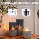 Rechargeable Marble Flameless Candles, Gray Glass LED Pillar Candle with Remote & Timer,Decorative Candles for Living Room, Bedroom, Holiday Dcor & Gifts for Women,Set of 3