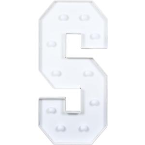 4 ft Foam Board XL LED Marquee Letter S with 10 Warm White Battery Operated LED Home Wedding Reception Party Bar Tabletop Decorations