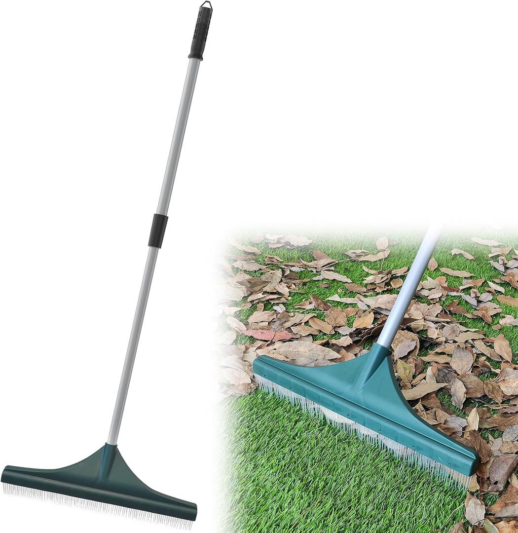 SOYUS Artificial Turf Rake Carpet Rake, Hand Rakes with Adjustable Handle Steel 32 to 52 inches for Artificial Grass and Lawn Leaf Removal, Carpet Rakes, Pet Hair Removal