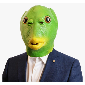 AQKILO Green Fish Mask Funny Latex Full Head Realistic Masks Fancy Dress for Halloween Carnival Costume Party