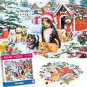 100 Piece Puzzles for Ages 4-8, Dogs Family Christmas Jigsaw Puzzle, Learning Educational Puzzle Toys for Girls and Boys, Xmas Gifts for Kids and Senior