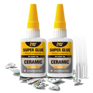 Ceramic Super Glue Liquid, Clear Instant Cyanoacrylate Adhesives for Ceramic Repair Food Safe, All Purpose CA Glue for Shoe Plastic Leather Glass Model Metal Wood Pottery Porcelain Mugs Clay Dishes (2oz-thin)