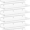 Lifewit Floating Shelves for Wall, 6 Pack 15" Clear Acrylic Shelf Room Decor for Book/Figures/Photo/Makeup in Bathroom, Book Shelf, Living Room, Bedroom, Kitchen Storage and Organization