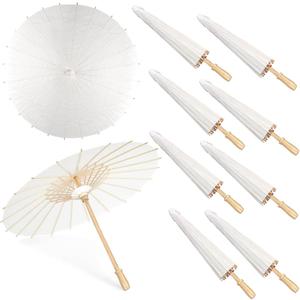 MOTOTO 8 Pieces 33 Inches White Paper Umbrellas Parasol Chinese Japanese Oiled Paper Umbrellas Decorative DIY Painting Parasol for Wedding Bridal Party Decor
