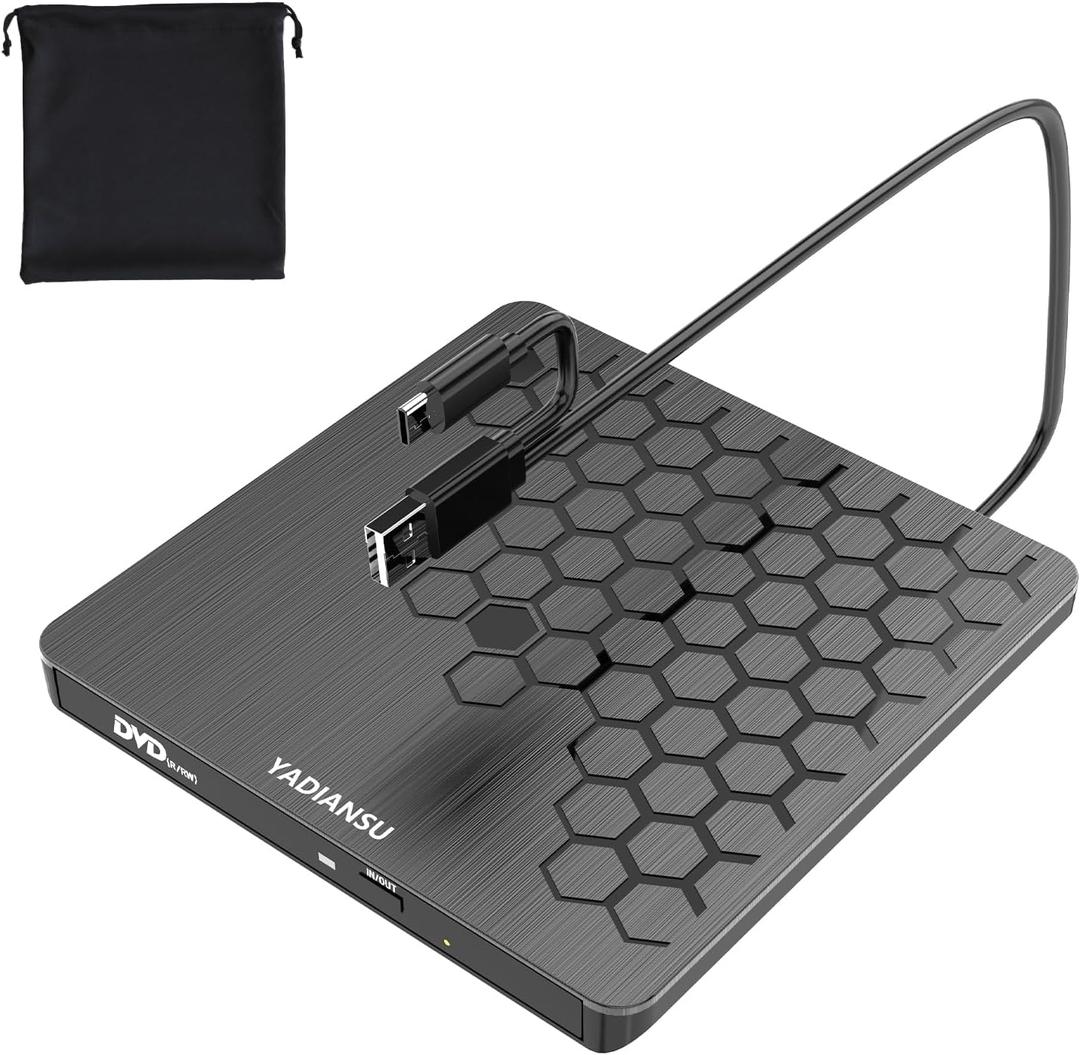 External CD DVD Drive, 0.5 Ultra Slim USB 3.0 Type-C DVD Player, CD DVD+/-RW Optical Drive, Portable DVD CD Burner Reader Writer Recorder for Laptop, Desktop, Mac, Windows 11/10/8/7, Linux, Black