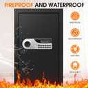 5.2 Cuft Large Fire and Waterproof Safe Home, Digital Safe Box Fireproof Waterproof with Spare Keys, Alarm System and 3 Removable Shelves, Home Safes Document Box with Combination Lock for Valuables