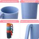 Dandat 16 Pcs Wheat Straw Cup with Handle Colorful Wheat Straw Mug Stackable Plastic Coffee Cups 12oz Unbreakable Reusable Plastic Coffee Mug Dishwasher Safe for Milk Tea,4.3x3 Inch (Light Color)