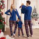 Honwenle Family Christmas Pajamas Matching Sets Soft Long Sleeve Family Christmas Pjs Sleepwear Holiday Lounge Set (X-Large, Red Blue Santa)