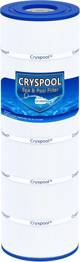 Cryspool 08059 Filter Compatible with PWWPC150B, 25230-0150S, Posi-Clear PXC-150, C-8416, FC-2576, 150 Sq. Ft Pool Filter Cartridge, 1 Pack