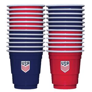 3 x Jacent U.S. Soccer Mini U.S. Soccer Mini Party Cups: 24 Count, 2 oz Plastic Shot Cups, Red and Blue, Disposable Small Cups for Parties, Tailgates, Pong Games