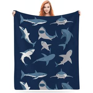 Shark Throw Blanket for Couch Soft Warm Lightweight Cozy Blankets & Throws for Living Room Decor Shark Gifts for Teens Boys 60"x50"