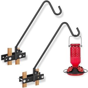 FEED GARDEN 2 Pack 13.5 Inch Deck Hooks for Vertical Railing, Adjustable Deck Bird Feeder Hanger for Hanging Lanterns, Wind Chimes, Flower Baskets, Suet Feeders