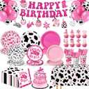 Cowgirl Birthday Party Decorations Supplies - 229 Pcs Western Disco Party Kit with Banner, Plates, Cups, Cutlery, Balloons & Table Cover, Serve 30