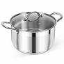 Stainless Steel Stock Pot - 8 Quart Heavy Duty Induction Cooking Pot with Visible Lid for Pasta, Soup, Spaghetti, Nonstick Thick Bottom Big Stockpot, Deep Cookware for Canning, Boiling, Simmer