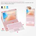 Keyboard Case for iPad 10.2" 7th/8th/9th gen, Compatible with iPad Air3/Pro10.5, Detachable Touchpad BT Keyboard, Magentic Protective Cover with Pencil Holder, Pink