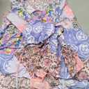 Women Boho V-Neck 3/4 Sleeves Tunic Top Relaxed Fit Casual Print Blouse (Medium, Pink Pattern)