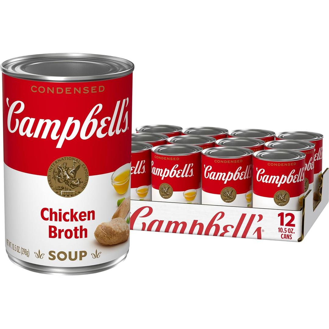 Campbell's Condensed Chicken Broth, 10.5 oz Can (12 Pack) BBD: 10/06/27