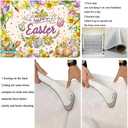 Happy Easter Decorations Banner Watercolor Painting Bunny Colorful Eggs Easter Photography Backdrop Spring Egg Hunt Party Decorations Banner(7x5FT210x150cm)