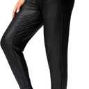 G Gradual Women's Joggers High Waisted Yoga Pants with Pockets Loose Leggings for Women Workout, Athletic, Lounge (Medium, Faux Leather Coated)