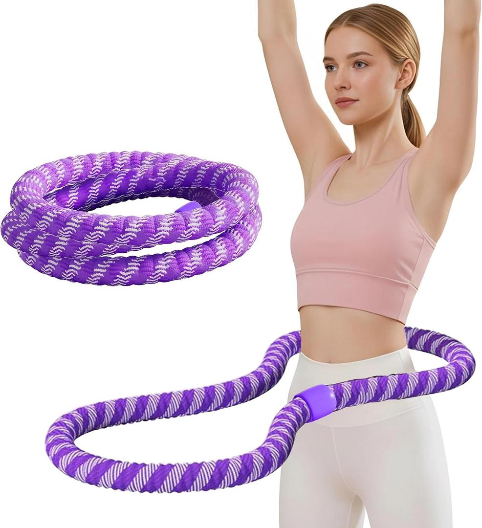Weighted Soft Spring Hula Hoop for Adults, 3.3 lbs Foldable for Home and Travel, Portable Slimming Fitness Hoop for Weight Loss, Waist-Friendly Design, Upgraded Closed Silent Version