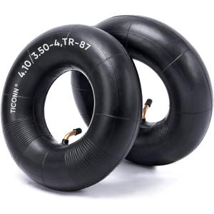 TICONN 4.10/3.50-4 Tire Inner Tube, 2 Pack Inner Tire Tube for Wheelbarrow Tires, Replacement Tube with TR-87 Bent Valve Stem for Wheelbarrows, Mowers, Hand Trucks, ATVs