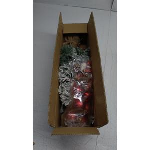 Tabletop Christmas Tree, 24inch/2ft Mini Christmas Tree, Tabletop Small Xmas Tree for Holiday Indoor DIY Christmas Decoration (Red White)