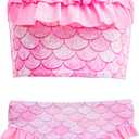 JkidINSP Little Girls 4pcs Swimsuit Bathing Suits Bikini Set with Princess Skirt for Kids Toddler Swimwear for 2-3 Years Pink