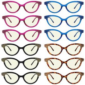 Eyekepper 12 Pack Blue Light Blocking Reading Glasses Cat-Eye Computer Readers for Women +0.50