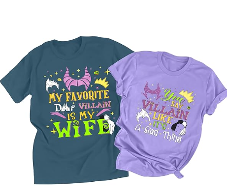 Couples Matching Shirts Chillin Like a Villain Shirt Couples Tshirt for Husband and Wife, M