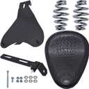 labwork Motorcycle Crocodile Style Leather Cushion Solo Seat with Cushion Base Plate Bracket Replacement for Chopper Bobber Dyna Sportster XL Dyna, Black