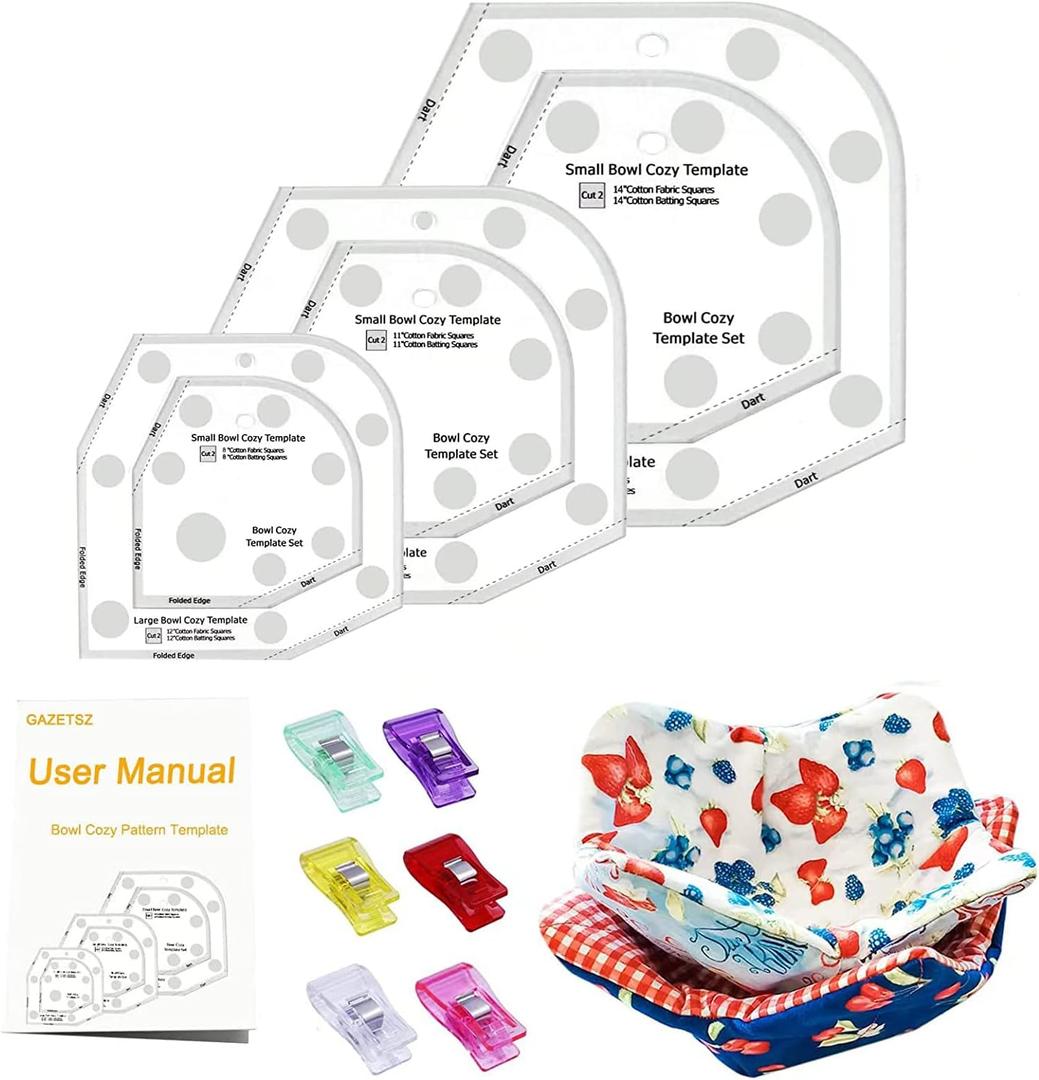 Bowl Cozy Template 3 Sizes, Sewing Patterns Quilting Templates, Quilting Rulers and Templates, Bowl Cozy Pattern for DIY Art Crafttemplate (Without Rotary Cutter)