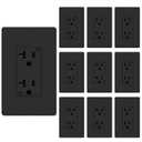 WEBANG 20 Amp Decorator Wall Outlet, Tamper Resistant Duplex Receptacle Outlet, Includ Screwless Electrical Outlet Plate, 20A 125V 2 Pole 3 Wire, Self-Grounding, ETL Listed, Matte Black, 10 Pack