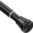 Tension Curtain Rod for Windows 28 to 48 Inch, Spring Loaded Curtain Rods Black Tension Rod No Drilling Small Shower Rod No Slip Spring Rods Adjustable Spring Curtain Rod