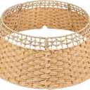 Christmas Tree Collar, Rattan Xmas Tree Skirt for Artificial Trees, Base Cover for 7.5ft Trees Christmas Tree Skirt, Handcrafted Woven Hyacinth Rustic Tree Skirt (Wood Color)