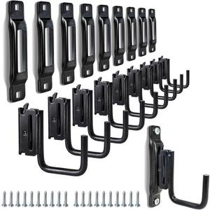 10 Pack E-Track Tie Down Slots & 10 Pack 2" E Track J Hooks, Heavy Duty Black Steel E-Track Accessories for Box Truck, Enclosed Trailer, Garage, Van, Warehouse, Workshop