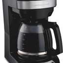 Hamilton Beach 12 Cup Programmable Drip Coffee Maker Machine, Regular & Bold Brew Options, Auto Pause and Pour, Glass Carafe, Black with Stainless Accents (46299J)